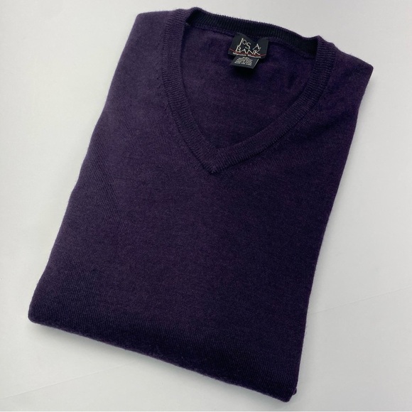 Jos. A. Bank Men's Deep Purple V-Neck Sweater 2XL 100% Italian Merino Wool - Picture 8 of 9